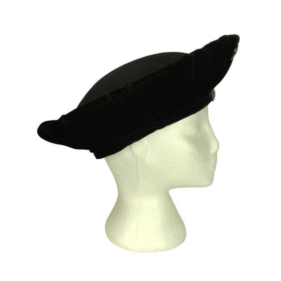 Vintage Deborah New York Black 100% Wool Velvet Fancy Church Derby Hat main image 7